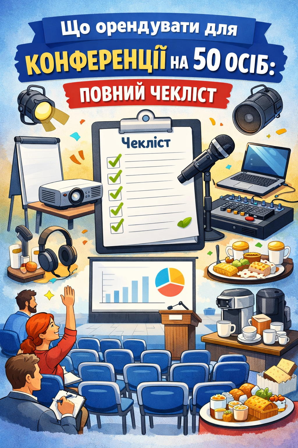 Чекліст обладнання для конференції на 50 осіб